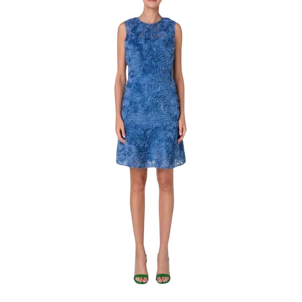 Akris Punto Dress Gingham Applique Tulle Sleeveless size 6
